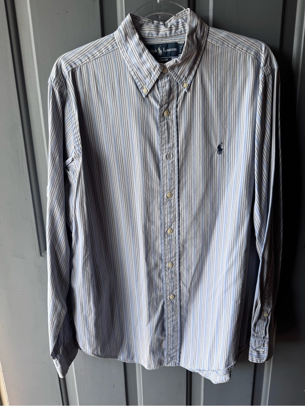 Ralph Lauren Men’s Light Blue & White Striped Button-Down Shirt